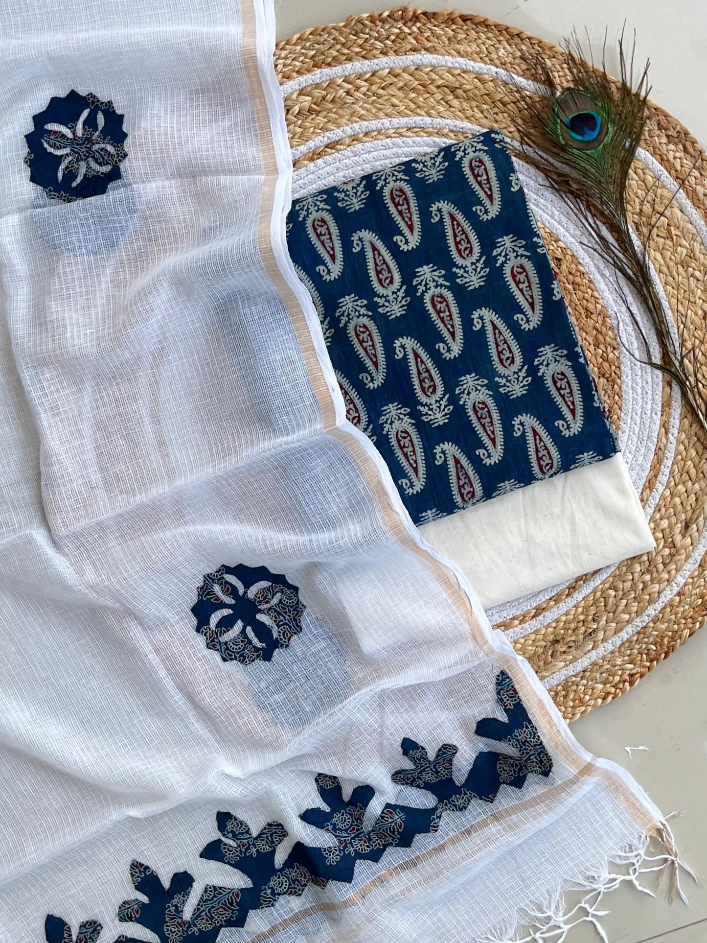 hakoba kurti with ajrakh print & natural dyed dupatta