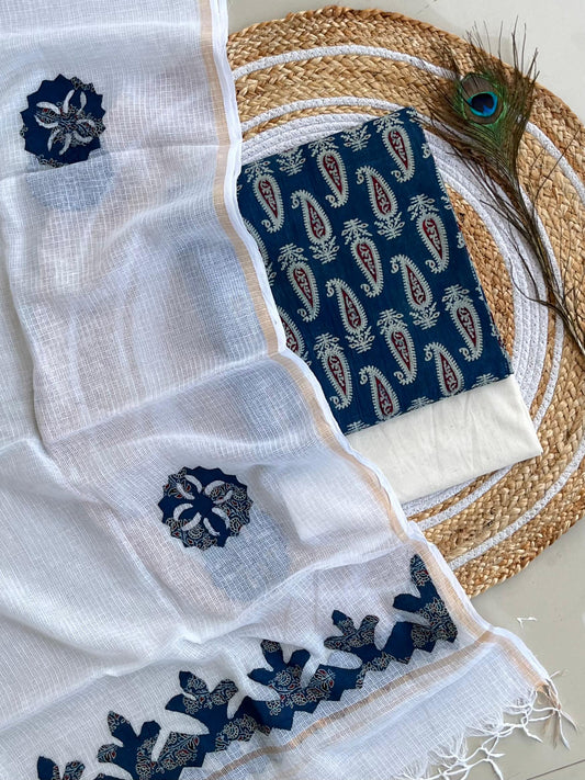 Hakoba kurti with Ajrakh print & natural dyed dupatta
