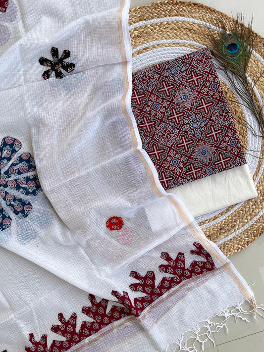 Hakoba kurti with Ajrakh print & natural dyed dupatta