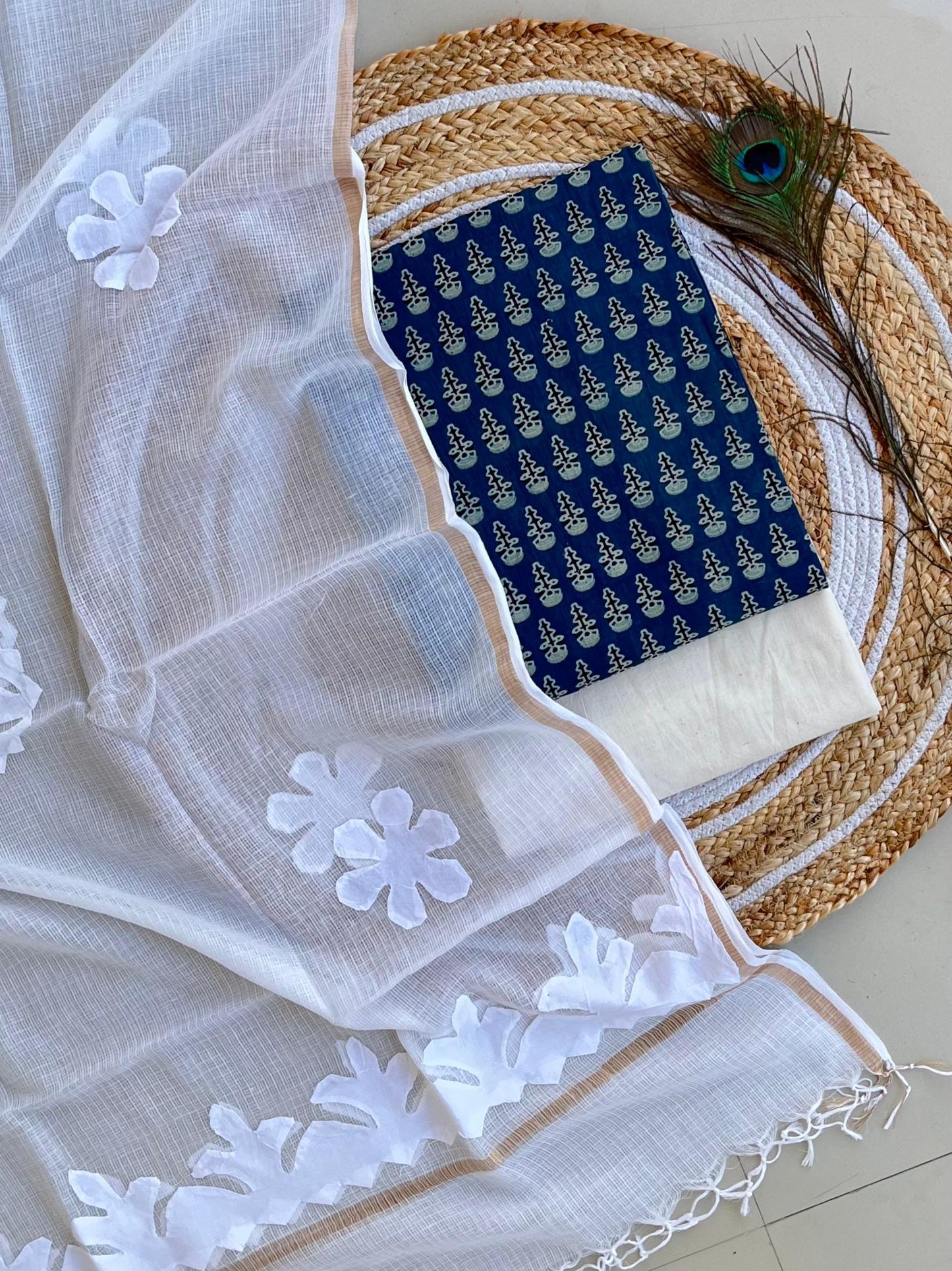 hakoba kurti with ajrakh print & natural dyed dupatta