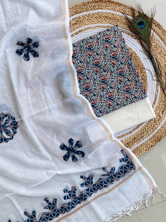 Hakoba kurti with Ajrakh print & natural dyed dupatta