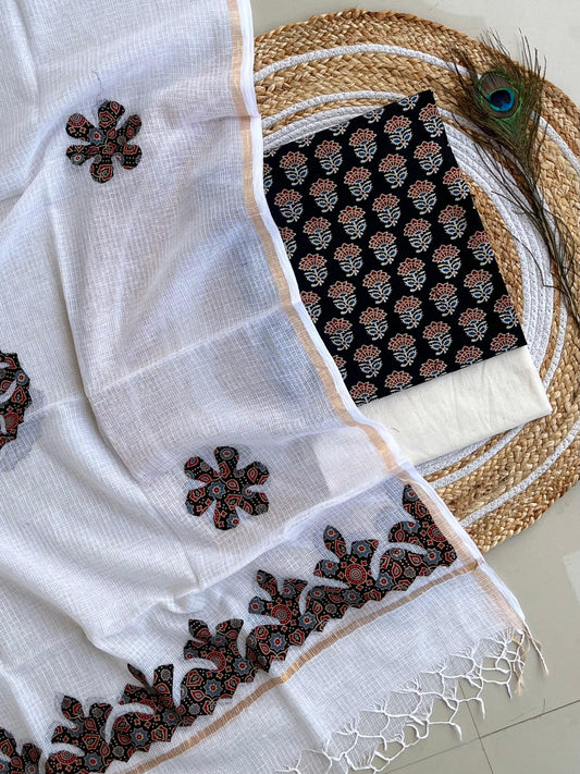 Hakoba kurti with Ajrakh print & natural dyed dupatta