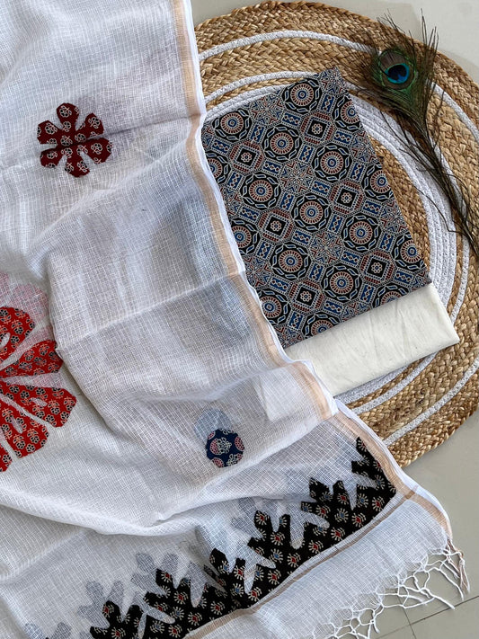 Hakoba kurti with Ajrakh print & natural dyed dupatta