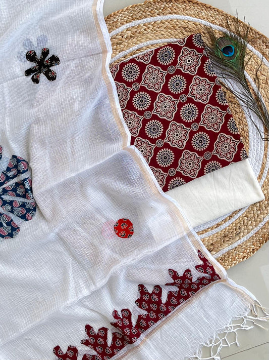 Hakoba kurti with Ajrakh print & natural dyed dupatta