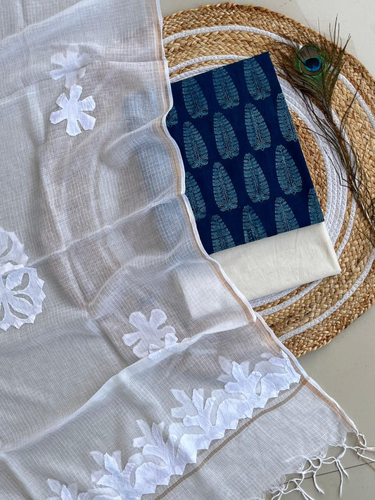 Hakoba kurti with Ajrakh print & natural dyed dupatta