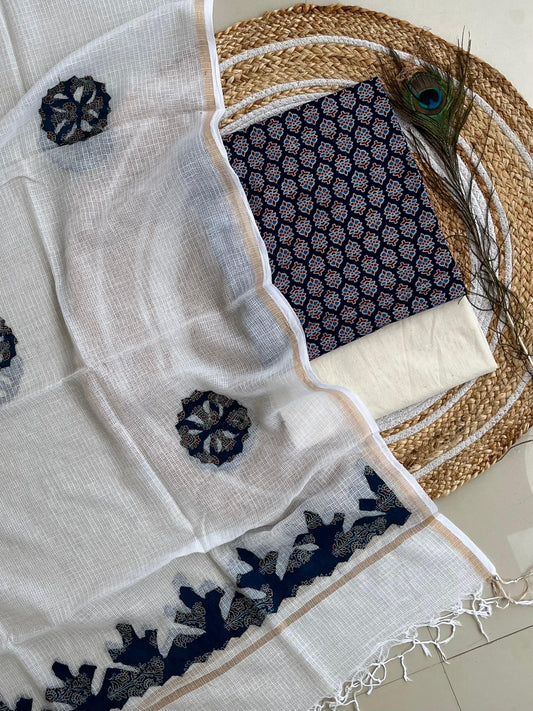 Hakoba kurti with Ajrakh print & natural dyed dupatta