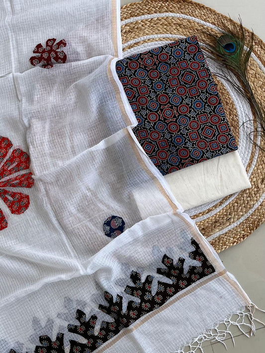 Hakoba kurti with Ajrakh print & natural dyed dupatta
