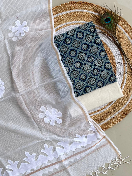 Hakoba kurti with Ajrakh print & natural dyed dupatta