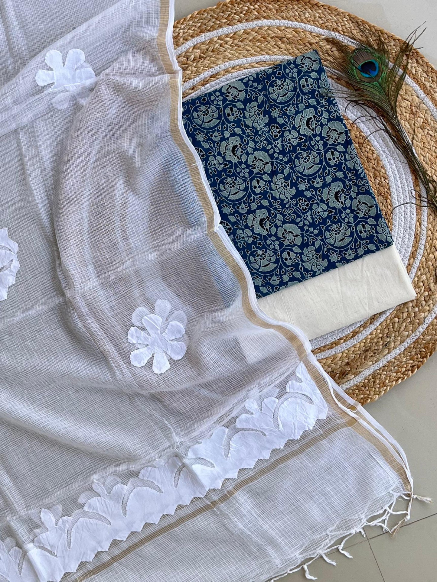 hakoba kurti with ajrakh print & natural dyed dupatta