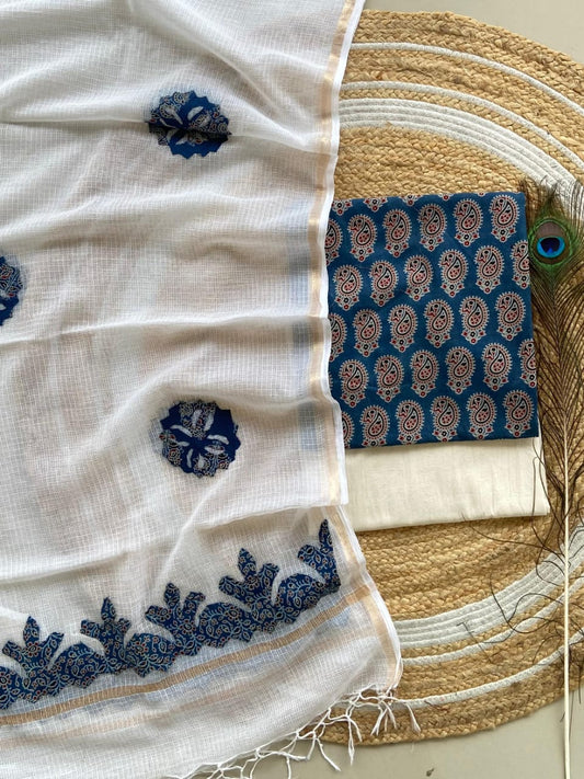 Hakoba kurti with Ajrakh print & natural dyed dupatta