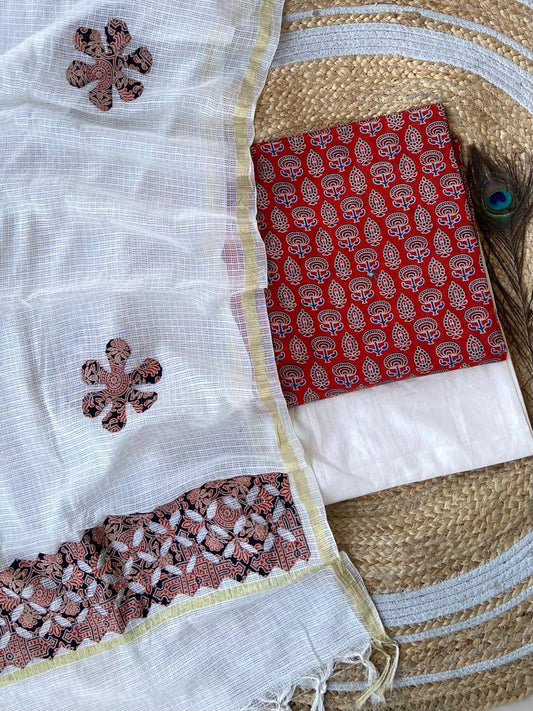 Hakoba kurti with Ajrakh print & natural dyed dupatta