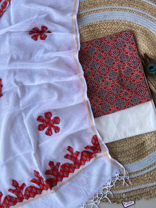 Hakoba kurti with Ajrakh print & natural dyed dupatta
