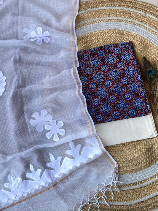 Hakoba kurti with Ajrakh print & natural dyed dupatta
