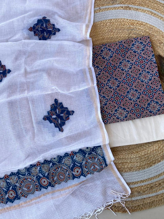 Hakoba kurti with Ajrakh print & natural dyed dupatta