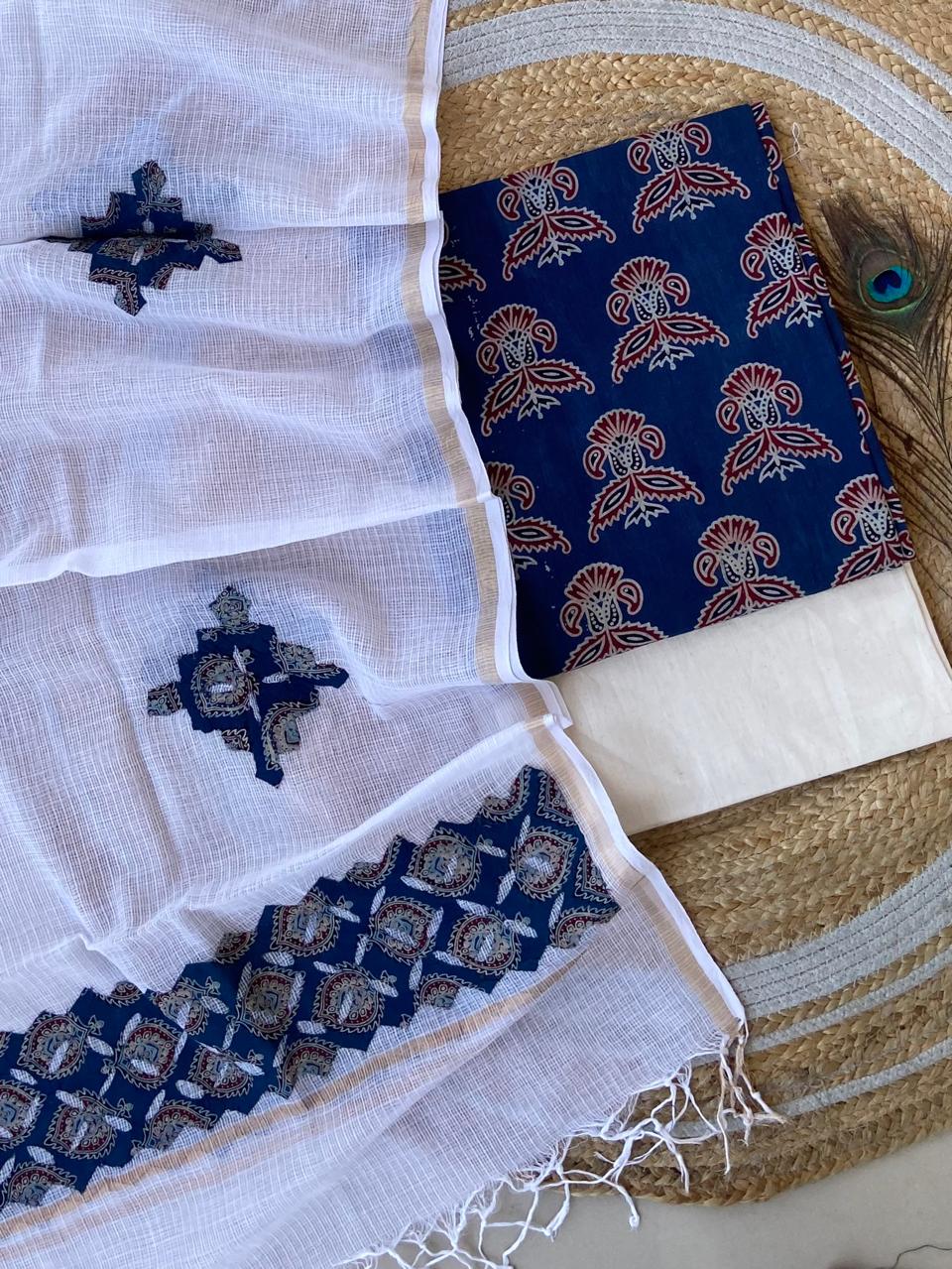 hakoba kurti with ajrakh print & natural dyed dupatta