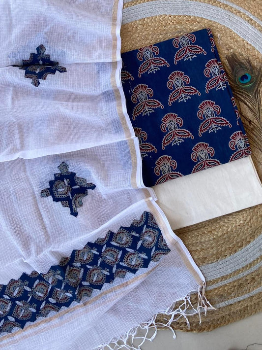 Hakoba kurti with Ajrakh print & natural dyed dupatta