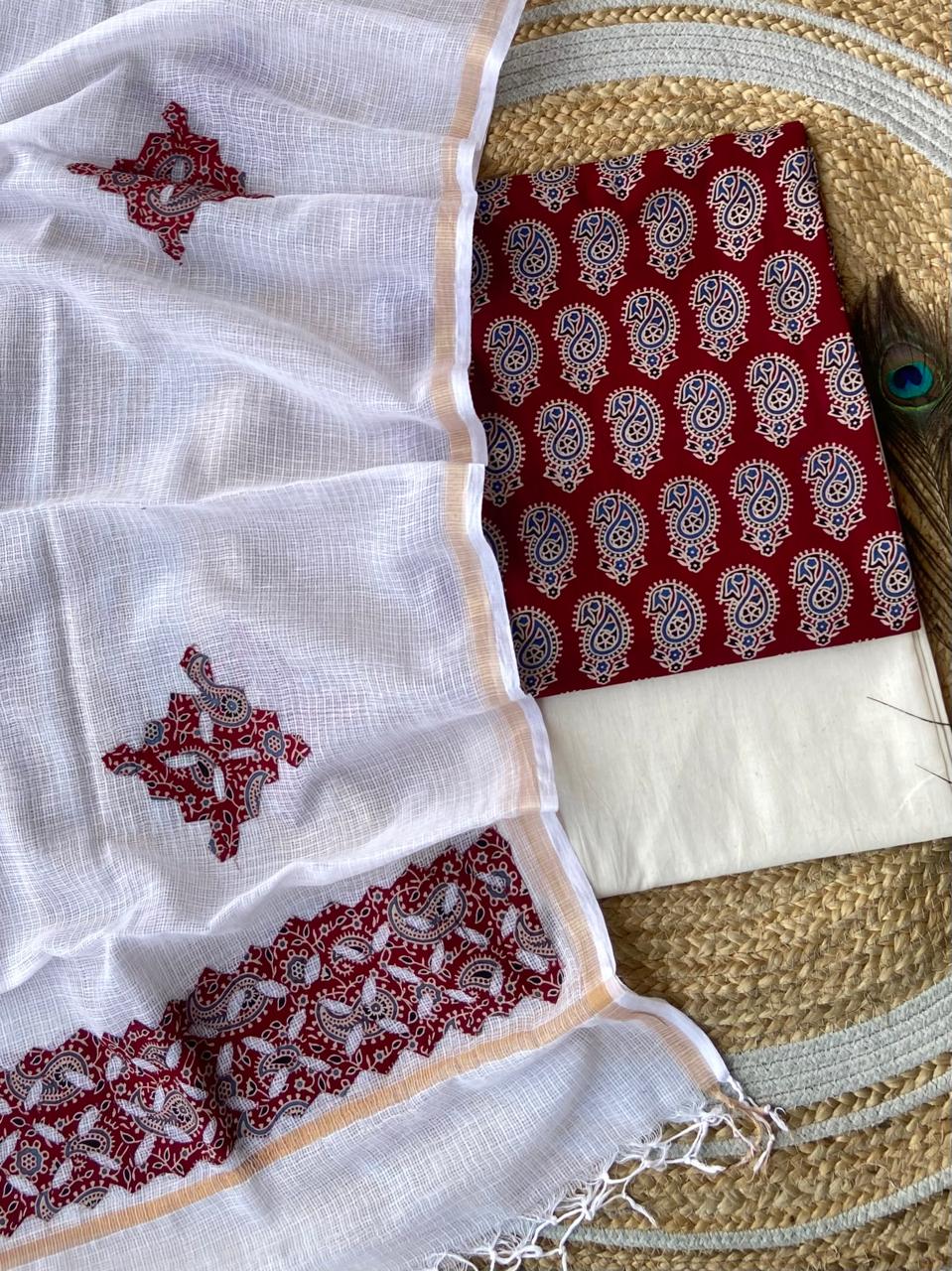 hakoba kurti with ajrakh print & natural dyed dupatta
