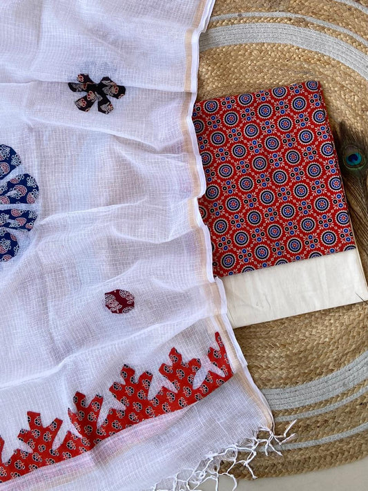 Hakoba kurti with Ajrakh print & natural dyed dupatta