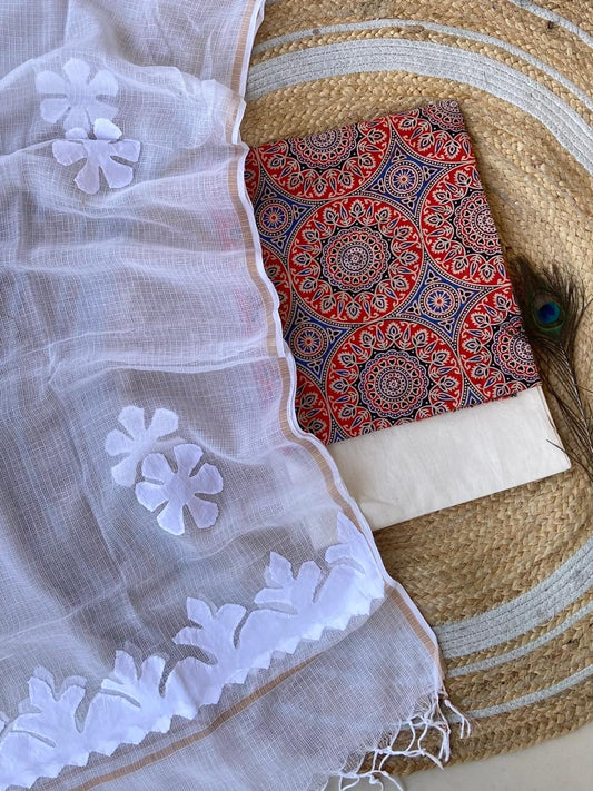 Hakoba kurti with Ajrakh print & natural dyed dupatta