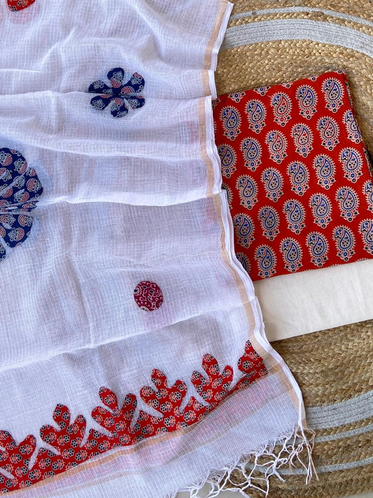 Hakoba kurti with Ajrakh print & natural dyed dupatta