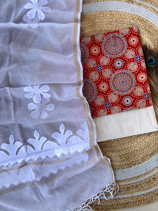 Hakoba kurti with Ajrakh print & natural dyed dupatta