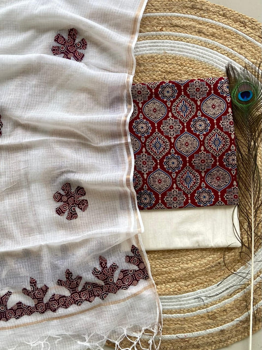 Hakoba kurti with Ajrakh print & natural dyed dupatta