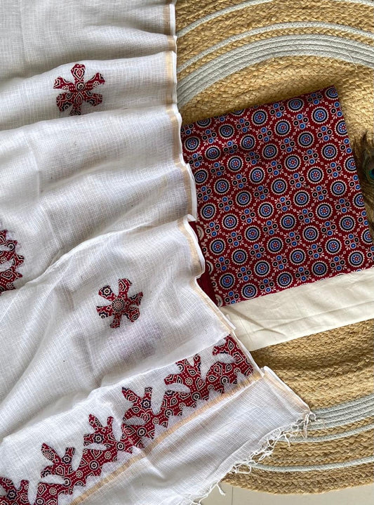 Hakoba kurti with Ajrakh print & natural dyed dupatta