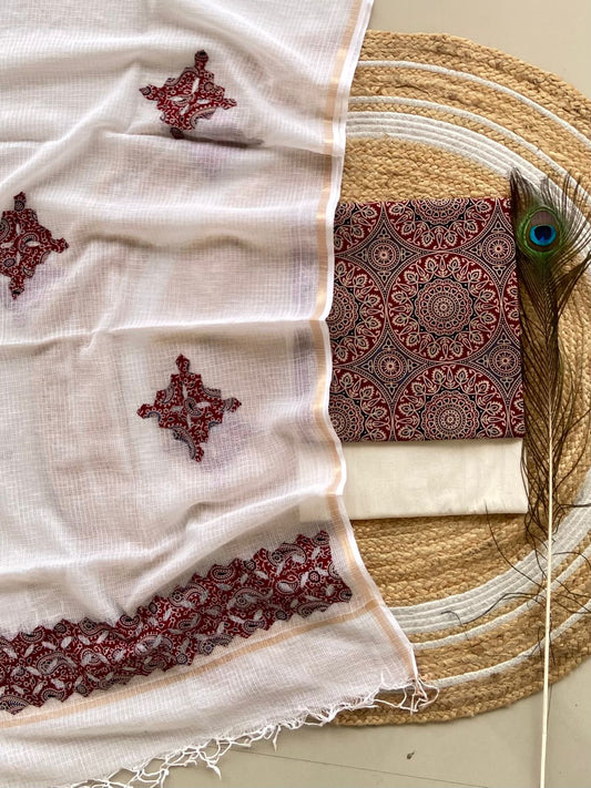 Hakoba kurti with Ajrakh print & natural dyed dupatta