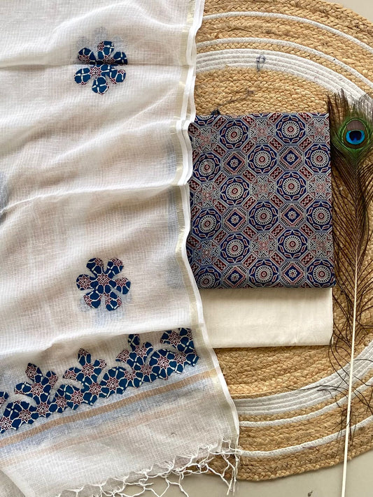 Hakoba kurti with Ajrakh print & natural dyed dupatta