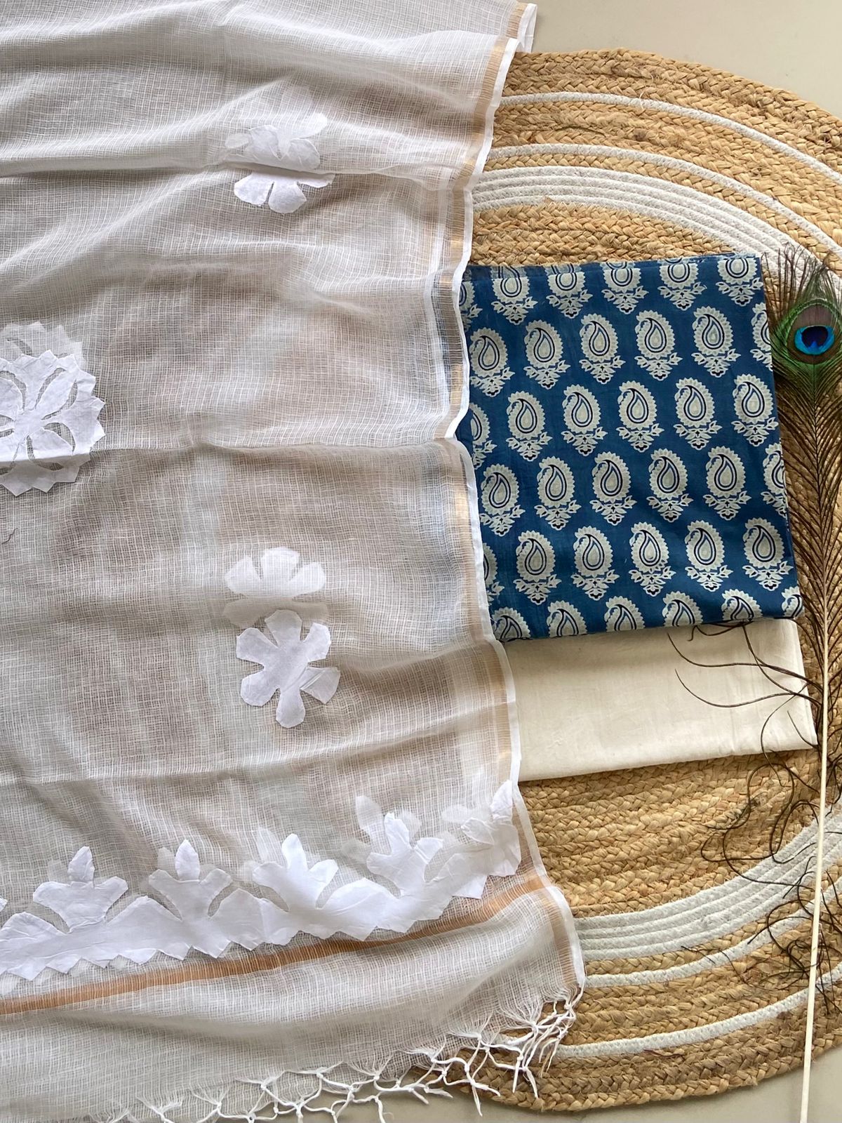 hakoba kurti with ajrakh print & natural dyed dupatta
