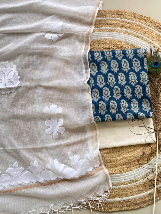 Hakoba kurti with Ajrakh print & natural dyed dupatta