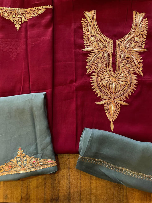 Roman silk suits with tilla work