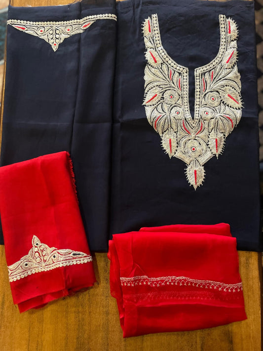 Roman silk suits with tilla work