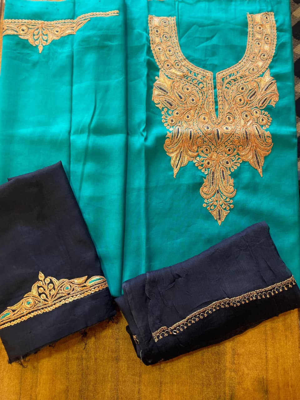 roman silk suits with tilla work