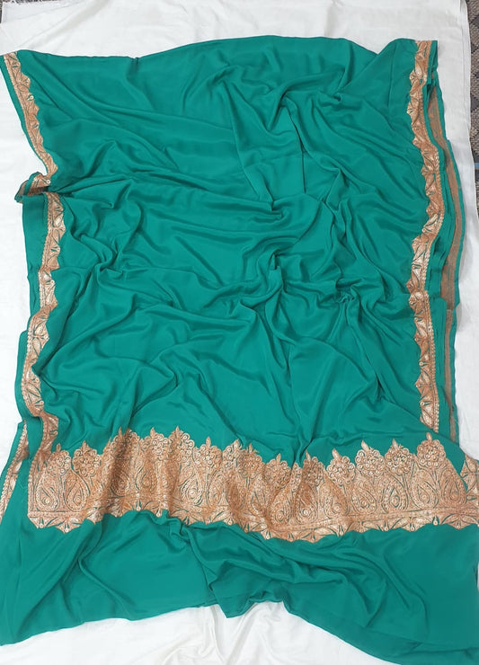 Crepe tilla work saree