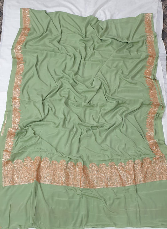 Crepe tilla work saree