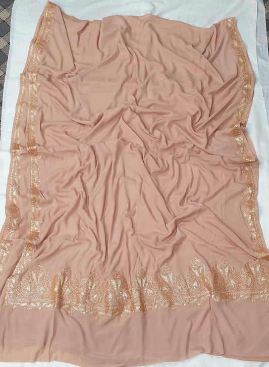 Crepe tilla work saree