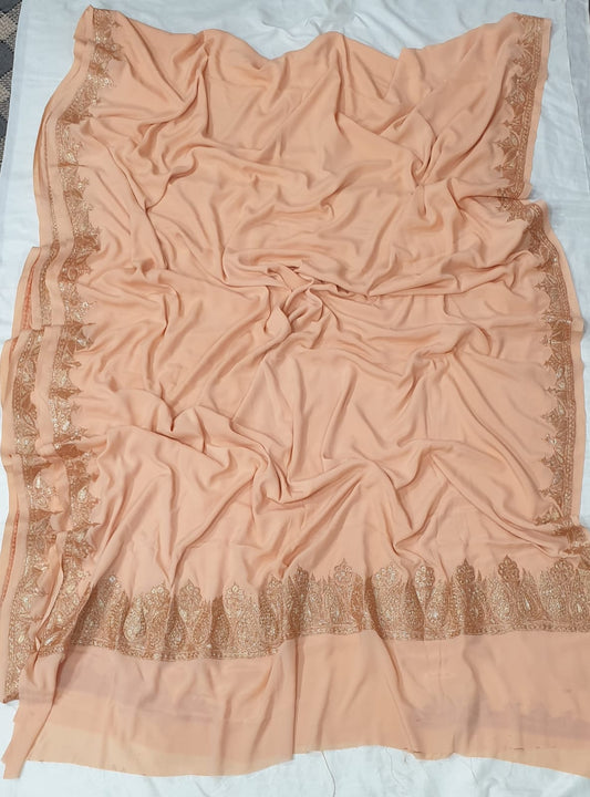 Crepe tilla work saree