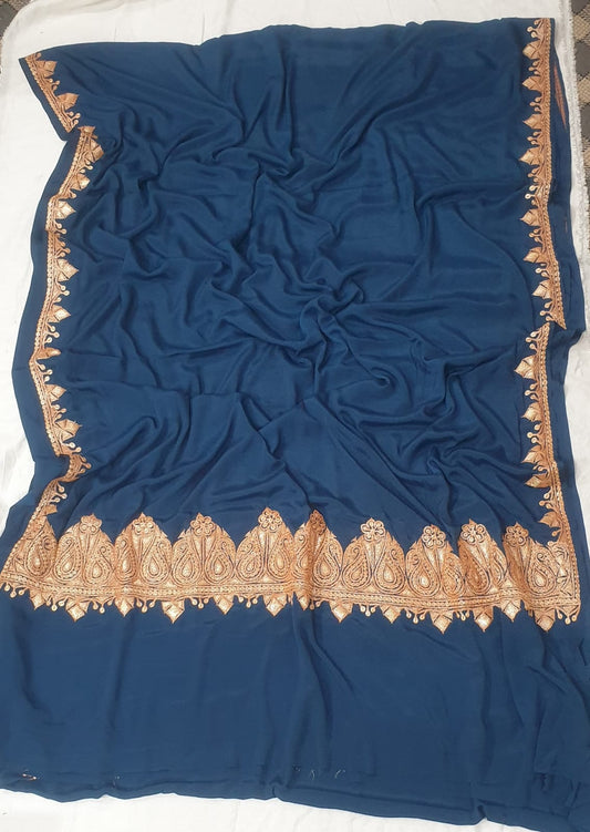 Crepe tilla work saree