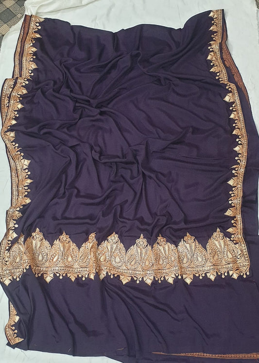 Crepe tilla work saree