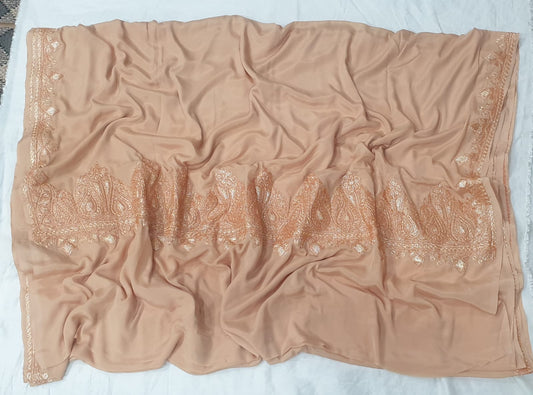 Crepe tilla work saree