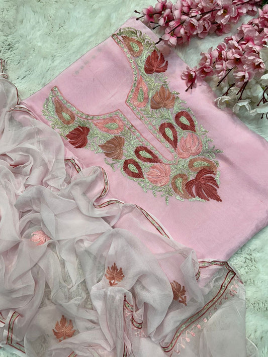 Silk ariwork and zari suits (unstitched)