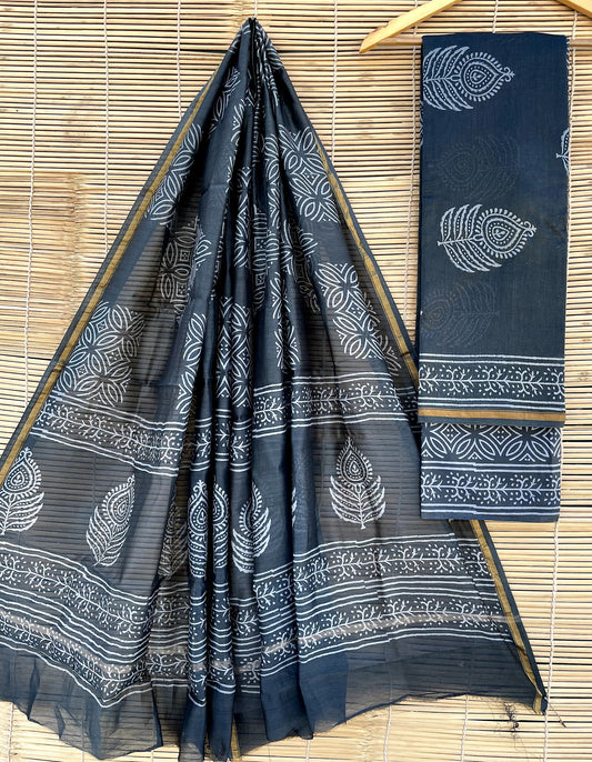 Chanderi Hand Block Print Suits (unstitched)