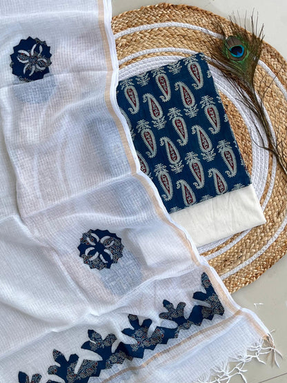 Hakoba kurti with Ajrakh print & natural dyed dupatta