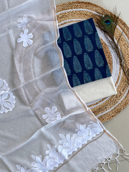Hakoba kurti with Ajrakh print & natural dyed dupatta