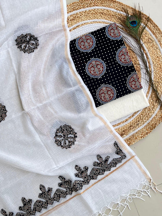 Hakoba kurti with Ajrakh print & natural dyed dupatta