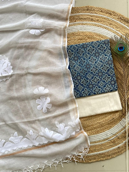 Hakoba kurti with Ajrakh print & natural dyed dupatta