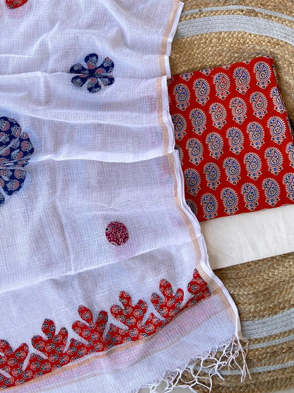 Hakoba kurti with Ajrakh print & natural dyed dupatta