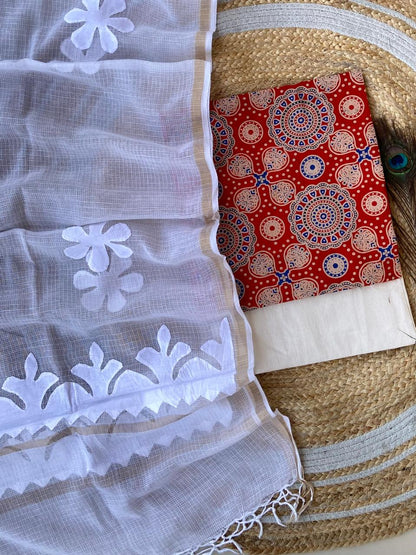 Hakoba kurti with Ajrakh print & natural dyed dupatta