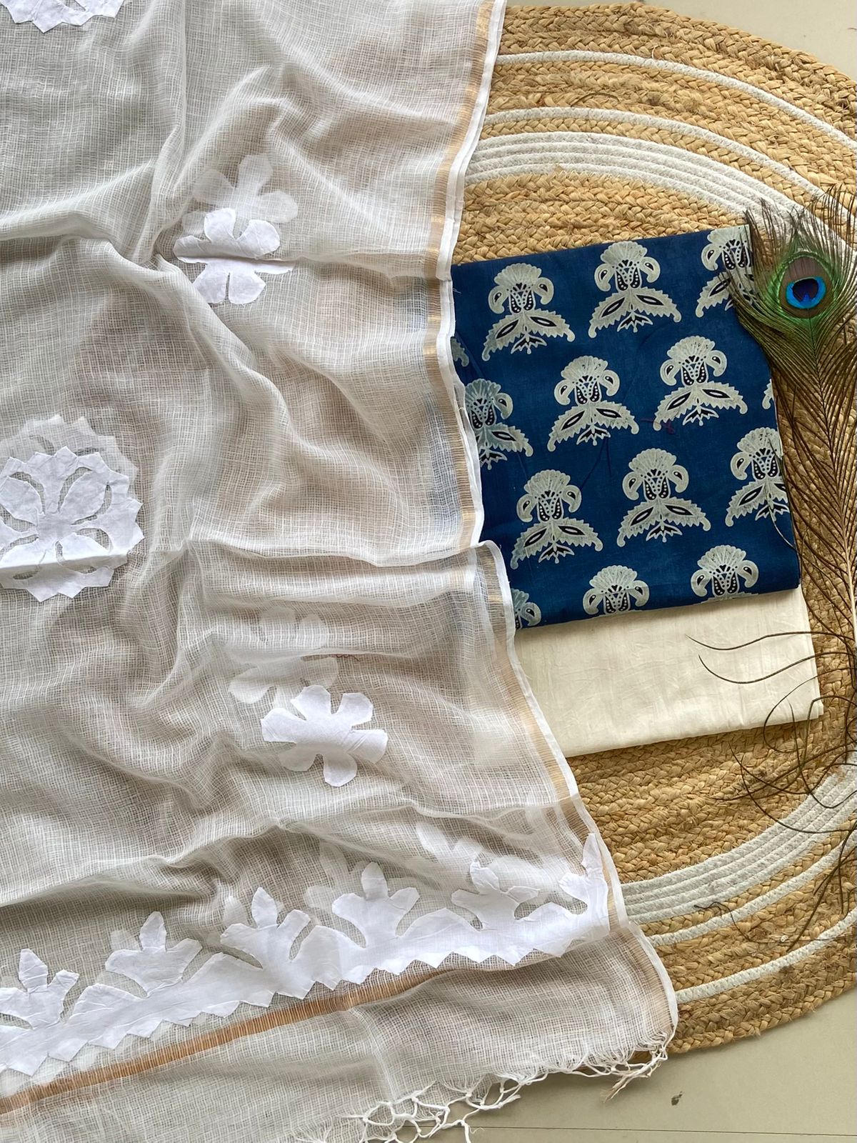 hakoba kurti with ajrakh print & natural dyed dupatta